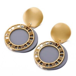 Korean Fashion Earrings in a Gold and Blue/Grey Tone - NEW